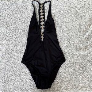 trina turk beaded one piece swimsuit